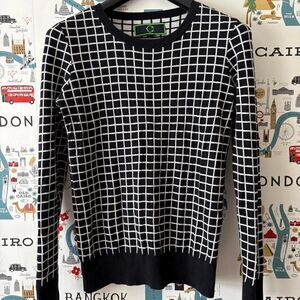 C Wonder Men's Dark Navy and White Grid Jumper